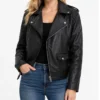 Real Leather Womens Black Asymmetrical Biker Style Jacket