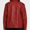 Womens Red Biker Oversized Leather Jacket
