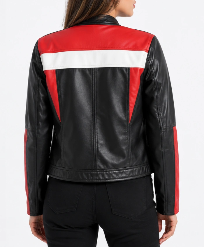 Scarlet Womens Cafe Racer Color Block Jacket