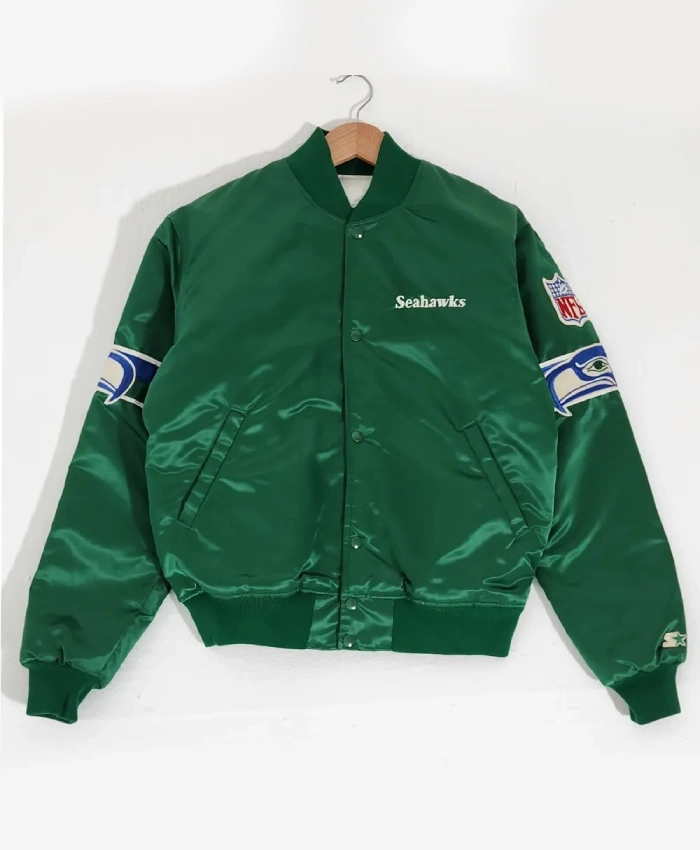Green Seattle Seahawks 1990s Satin Jacket