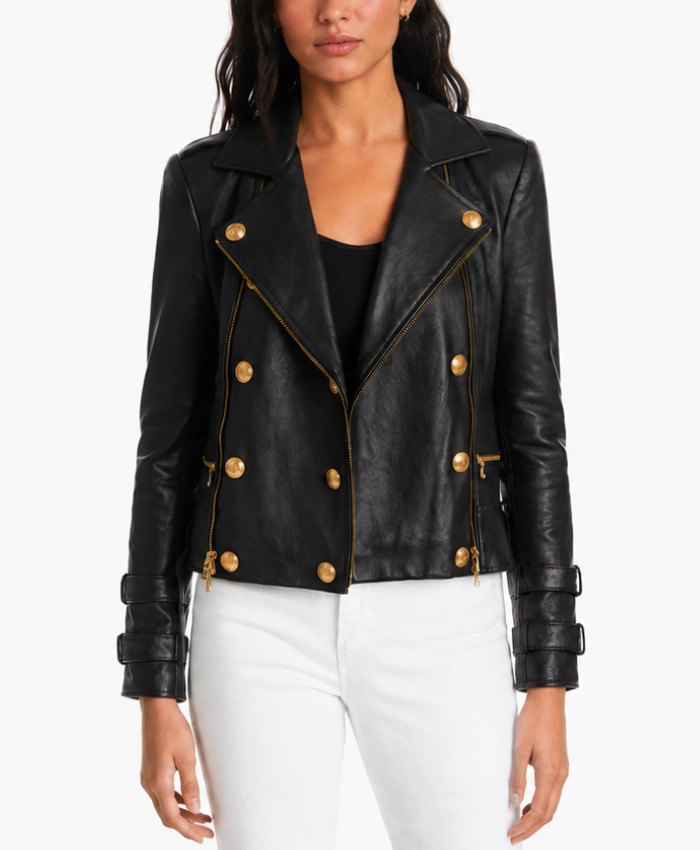 Billie Black Leather Motorcycle Jacket