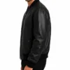 Mens Baggy Style Black Leather Bomber Jacket