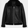 Ladies Black Leather Aviator Jacket