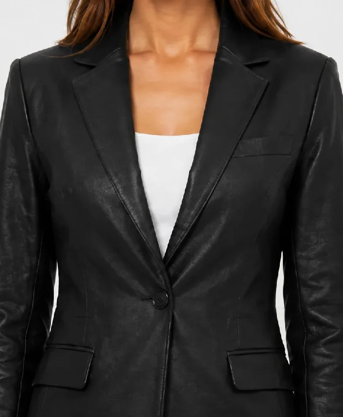 Black Leather Blazer Ladies