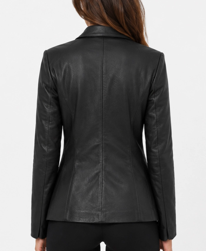 Ladies Black Leather Blazer for sale