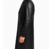 Black Leather Long Trench Coat For Mens