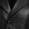 Black Leather Long Trench Coat Men