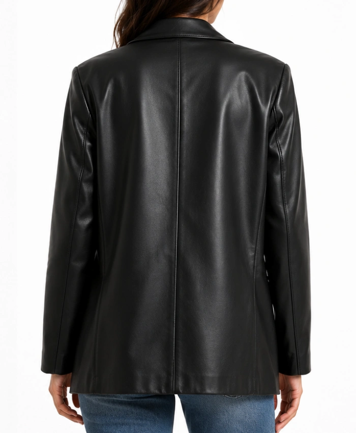 Oversized Leather Black Blazer for Women