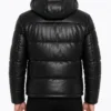 Mens Puffer Leather Jacket in Black