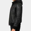 Shop Bouncer Biz Black Leather Bomber Jacket