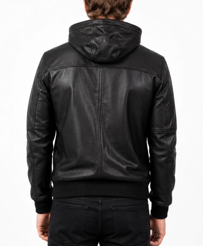 Buy Bouncer Biz Black Leather Bomber Jacket