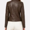 Womens Brown Leather Cafe Racer Jacket