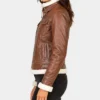 Buy Fiona Brown Hooded Shearling Leather Jacket