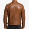 Brown Tan Mens Cafe Racer Leather Jacket