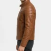 Cafe Racer Mens Brown Tan Leather Jacket
