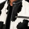 Mens Cowhide Leather Cafe Racer Jacket