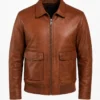 Coffmen Brown A2 Leather Bomber Jacket For Mens