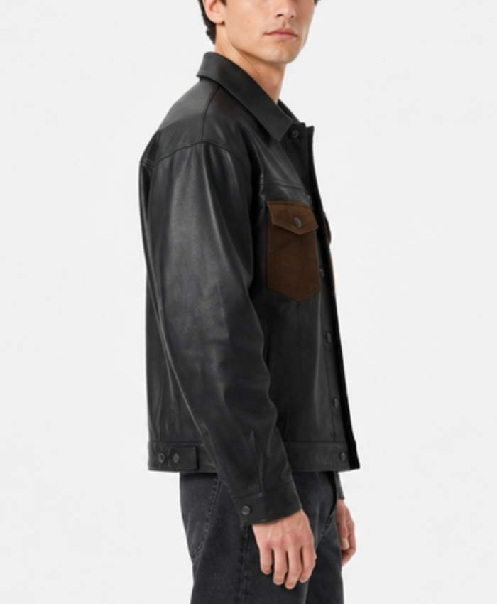 Black Fernando Leather Trucker Jacket