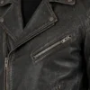 Mens Distressed Motorcycle Black Belted Jacket