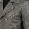Distressed Mens Grey Biker Leather jacket