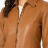 Womens Petite Tan Leather Jacket