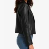 Womens Open Front Leather Cropped Style Blazer for sale