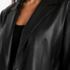 Womens Oversized Leather Black Blazer