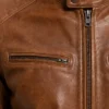 Mens Brown Tan Cafe Racer Leather Jacket