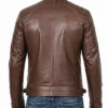 Cafe Racer Quilted Leather Dark Brown Jacket For Men