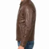 Cafe Racer Quilted Leather Dark Brown Jacket Mens