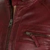 Cafe Racer Quilted Leather Maroon Jacket For Men