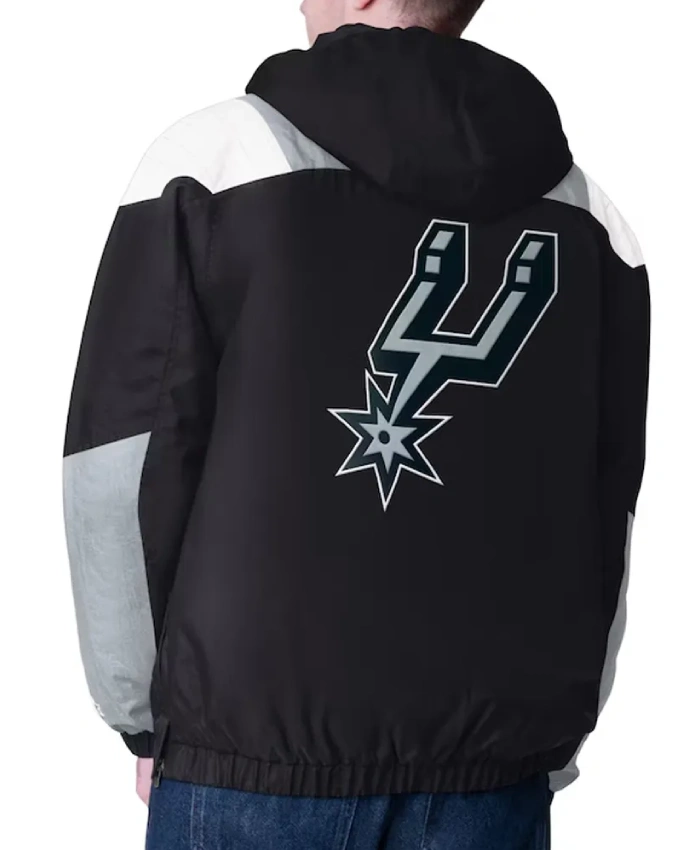 San Antonio Black Silver Spurs Charger Half-Zip Pullover Jacket