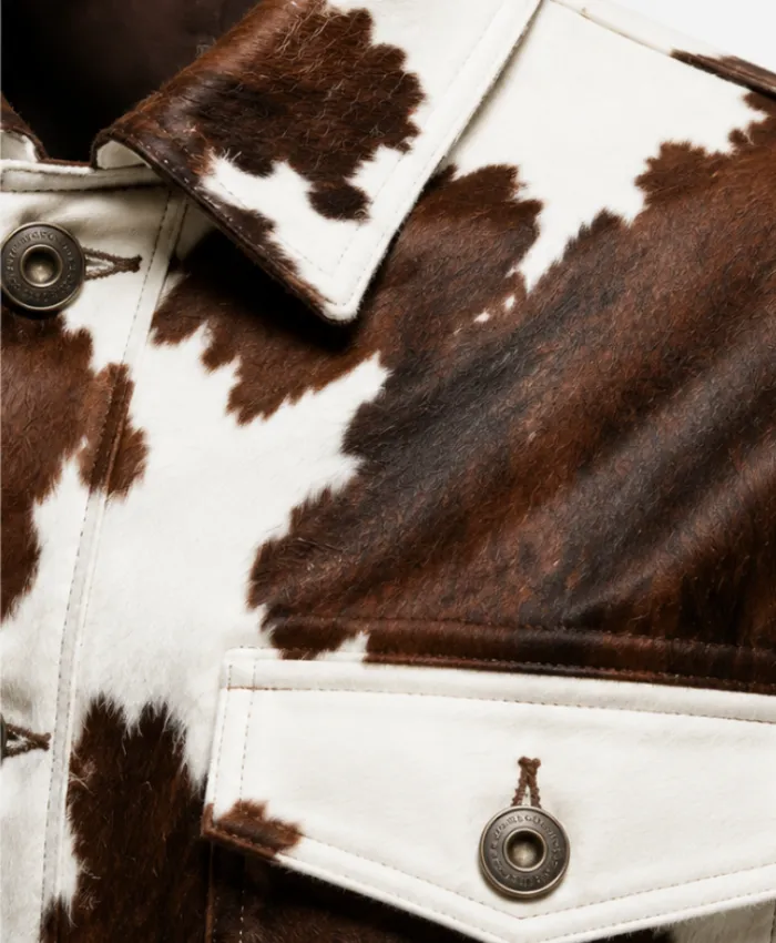 Classic Chest Pocket Cowhide Leather Jacket for Mens