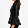 Clarissa Real Leather Black Peplum Jacket For Womens