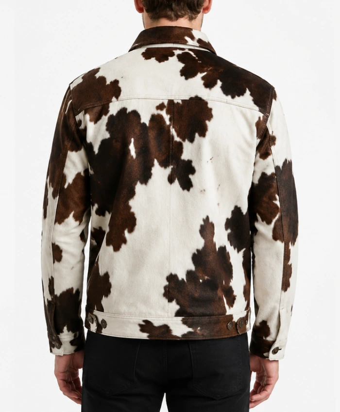 Mens Classic Chest Pocket Cowhide Leather Jacket