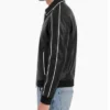 Mens Cooper Leather Varsity Jacket in Black