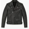 Mens Distressed Black Belted Motorcycle Jacket