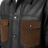 Buy Fernando Black Leather Trucker Jacket