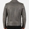 Mens Biker Distressed Leather jacket in Grey