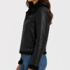 Buy Ladies Black Leather Aviator Jacket