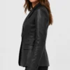 Ladies Black Leather Blazer