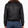 Women Black Leather Bomber Jacket With Fur Collar​