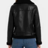 Ladies Black Leather Aviator Jacket for sale