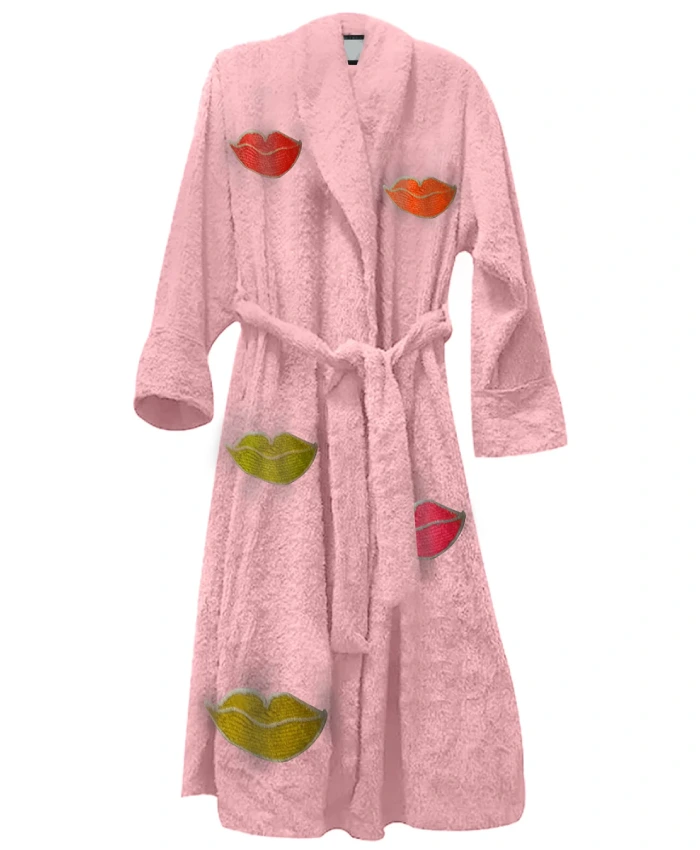 PInk Lush Lips Terry Bathrobe