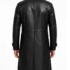 Men Black Leather Long Trench Coat