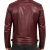 Men Cafe Racer Quilted Leather Maroon Jacket