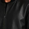 Mens Black Baggy Style Leather Bomber Jacket
