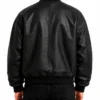 Black Baggy Style Leather Bomber Jacket for Mens