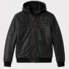 Bouncer Biz Black Leather Bomber Jacket