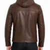 Buy Mens Brown Hooded Leather Jacket